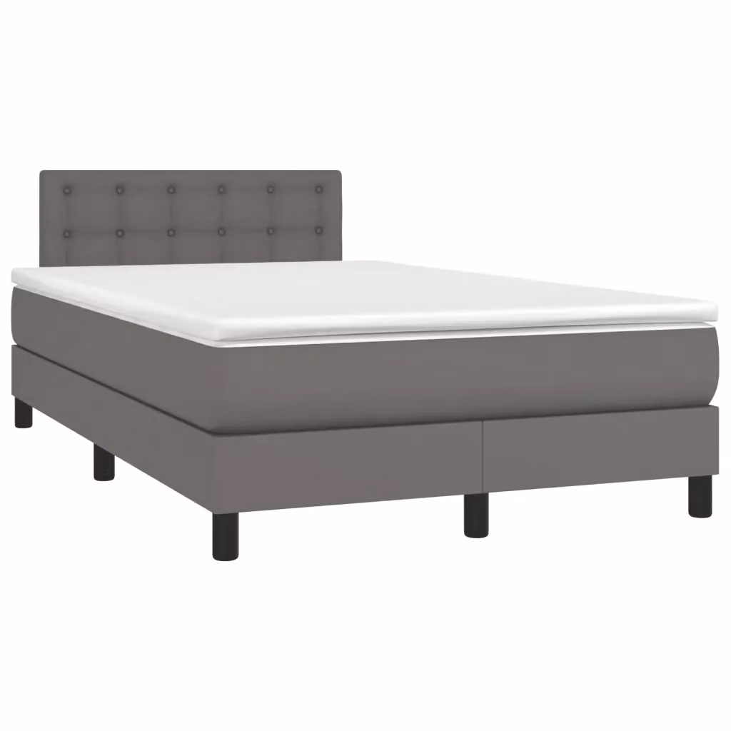 Letto con Giroletto a Molle e Materasso Ibrido vidaXL in Similpelle Grigio e Bianco L/P/H: 120 x 200 cm – 2