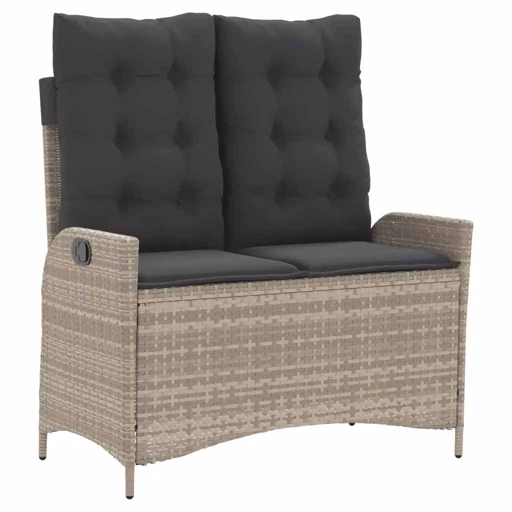 Panca Reclinabile da Giardino Outsunny in Polyrattan Grigio con Cuscini L: 110 cm, H: 93 cm, P: 59 cm – 2