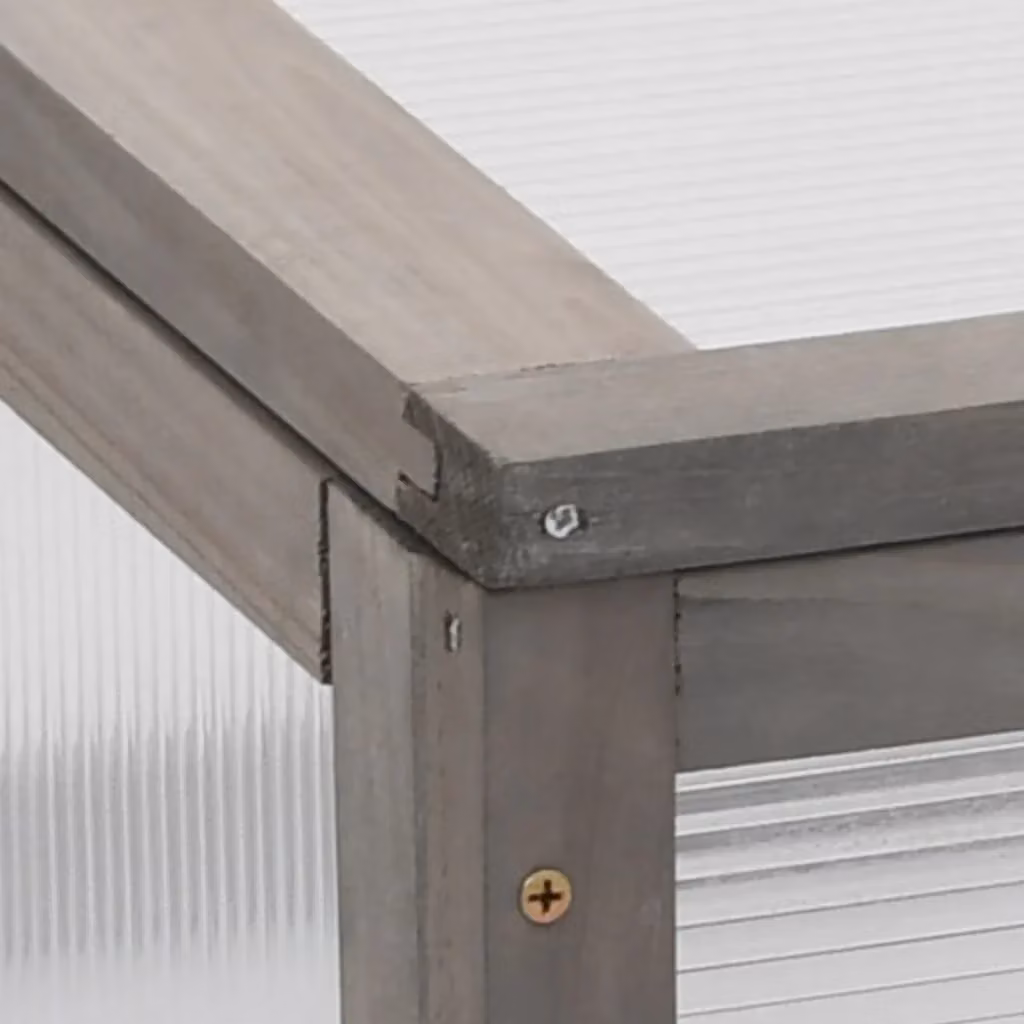 Fioriera rialzata con serra e finestra in legno di abete grigio, L: 110 cm, P: 54 cm, H: 120 cm – 2