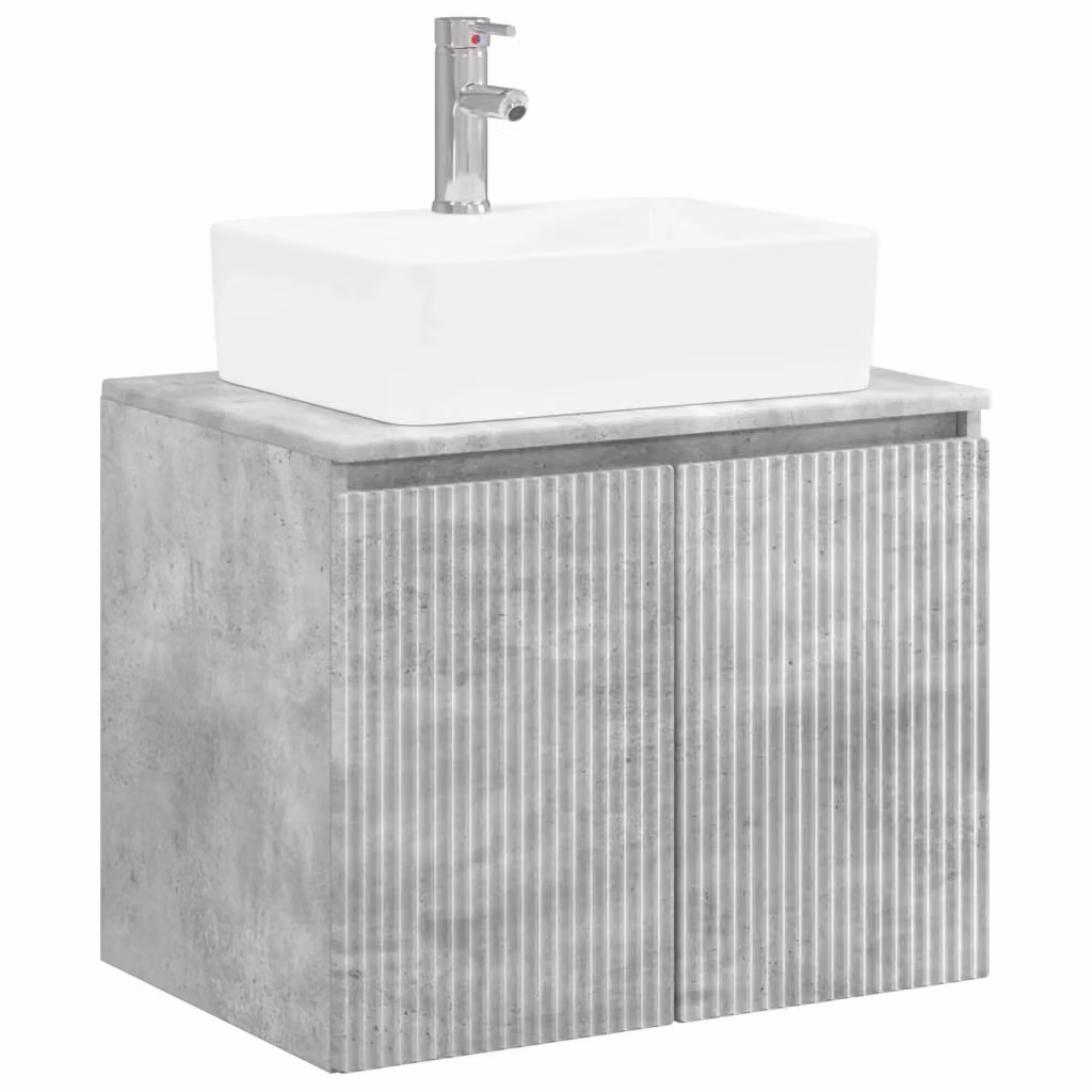 Mobile lavabo da bagno sospeso vidaXL in MDF grigio opaco stile minimalista L: 62,5 cm, P: 44,5 cm, H: 50 cm – 2