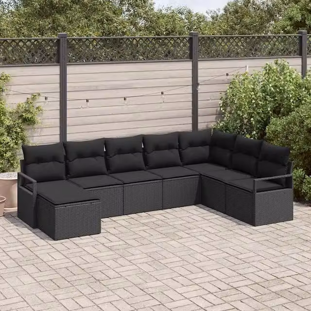 Set di divani 8 pz Nero polyrattan 3346503