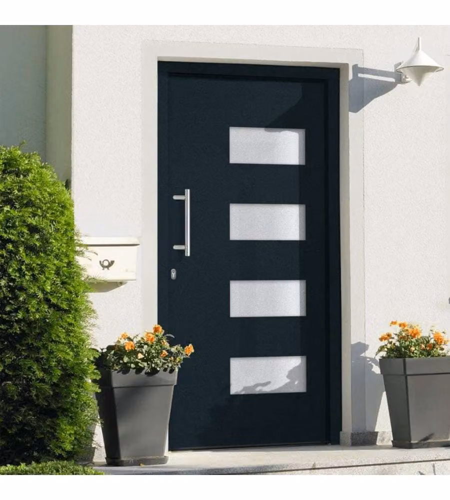 Porta d'Ingresso Moderna in Alluminio e Plastica Antracite vidaXL L: 100 cm, H: 210 cm – 1