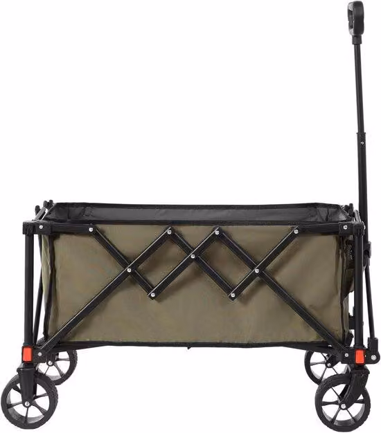 Carrello pieghevole – Carrello della spesa – Carrello da giardino – Carrello da campeggio – Tenda da campeggio pieghevole – Con maniglia regolabile – Ruote multidirezionali – Verde