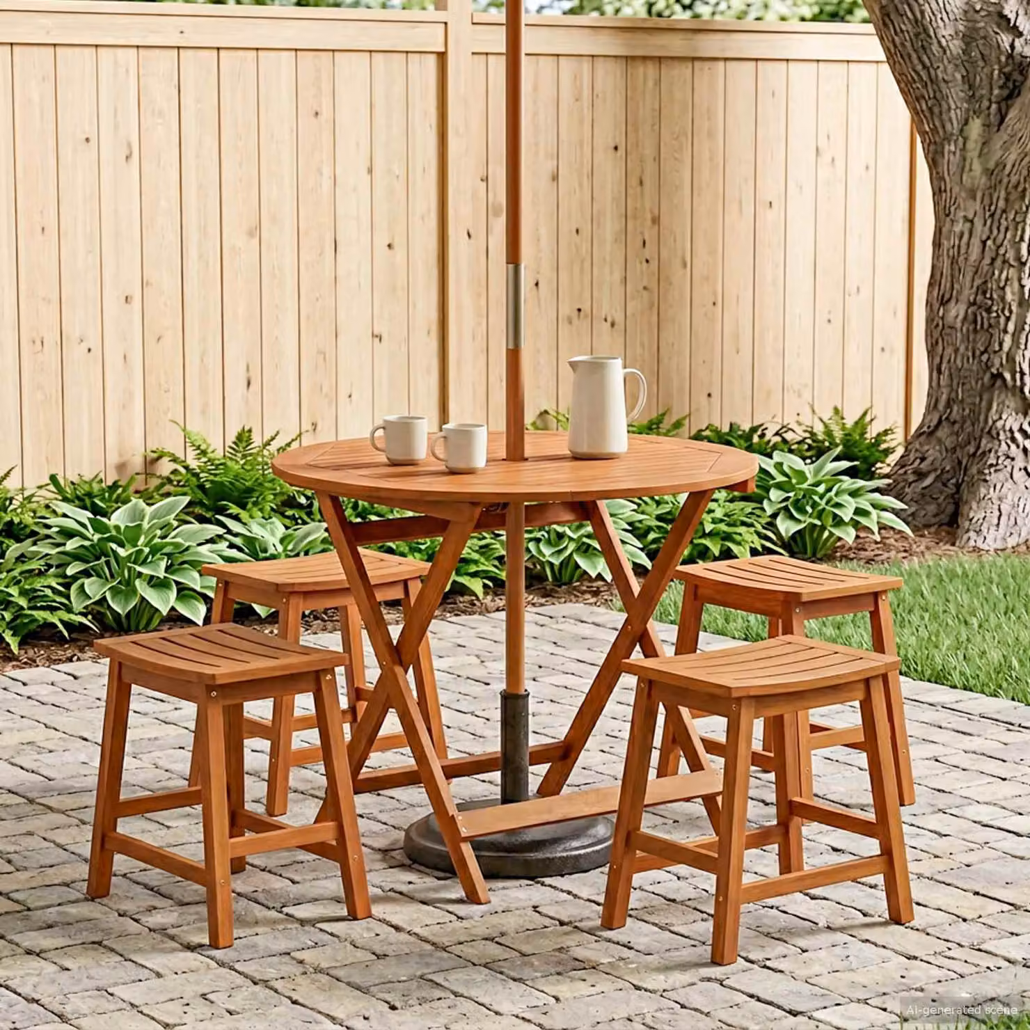 vidaXL Tavolo da giardino rotondo pieghevole in legno massello oliato marrone Ø 90 x H 75 cm