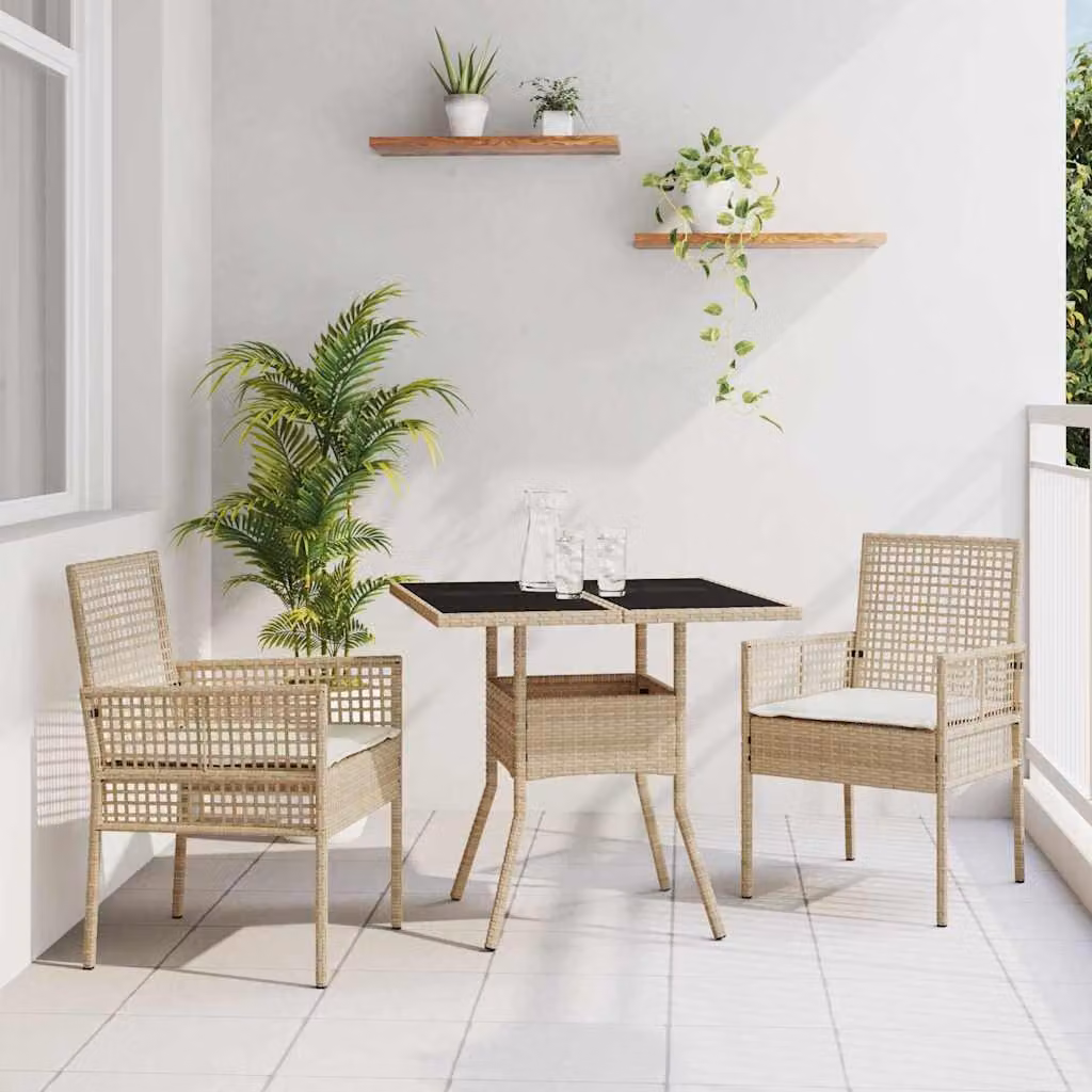 Maison Exclusive - Set da Pranzo per Giardino 3 pcs Beige polyrattan