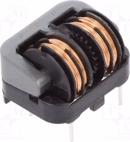 1x Induttore: Filo 350 mΩ, montaggio a foro passante, temperatura di esercizio -25 ÷ 120 °C, modello SSHB10HS-11043. Induttore ad anello, tensione nominale 250 VAC, induttanza 4,3 mH, corrente nominale 1,1 A