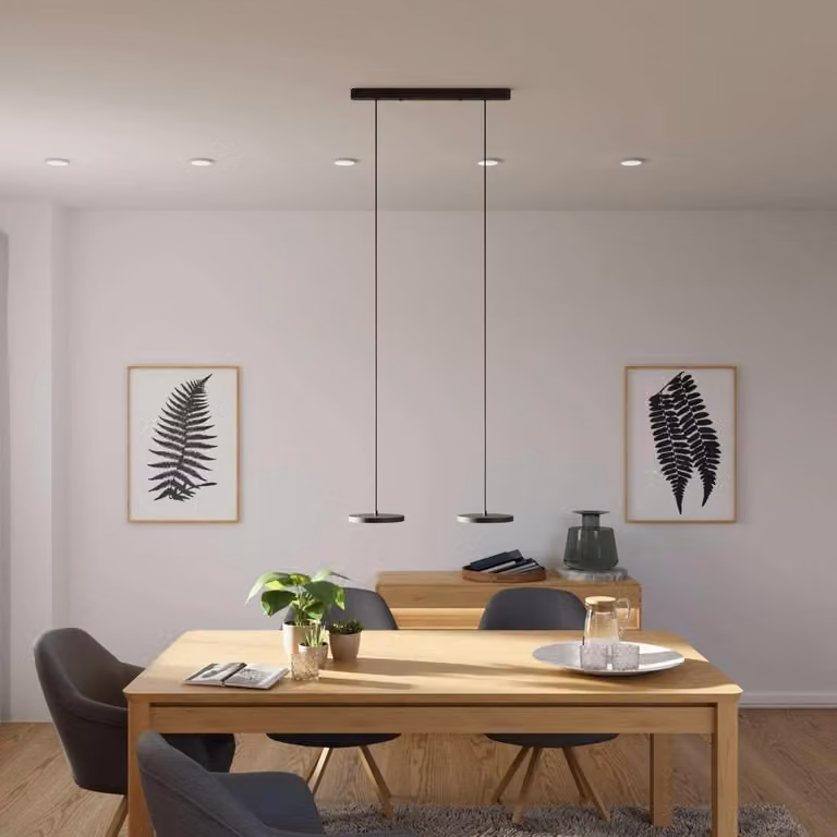 Lampada a sospensione di design LUMIÈRE "Evanos", a 2 luci, LED dimmerabile, nera