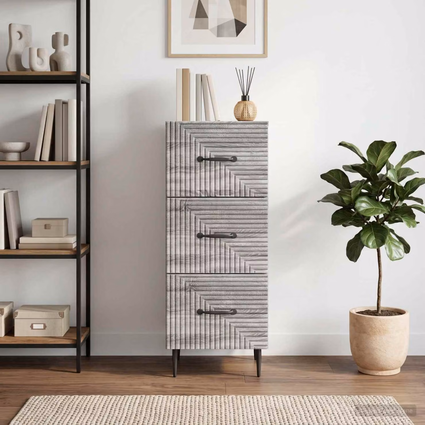 Carrello mobile con cassetti vidaXL Grigio Sonoma L: 33 cm, P: 34,5 cm, H: 89,5 cm