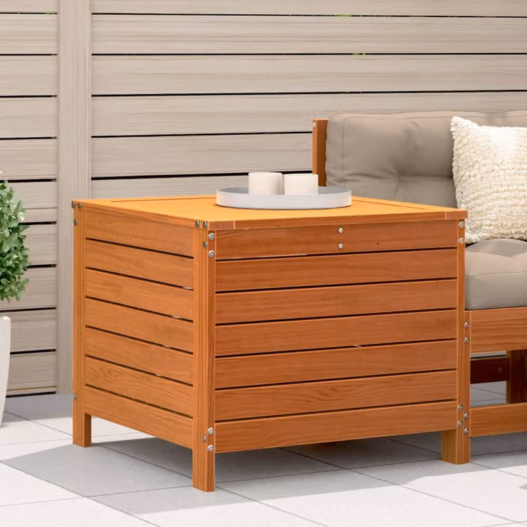 vidaXL Poggiapiedi da Giardino in Legno di Pino Massello Marrone Cera L: 62 cm, P: 63,5 cm, H: 53,5 cm