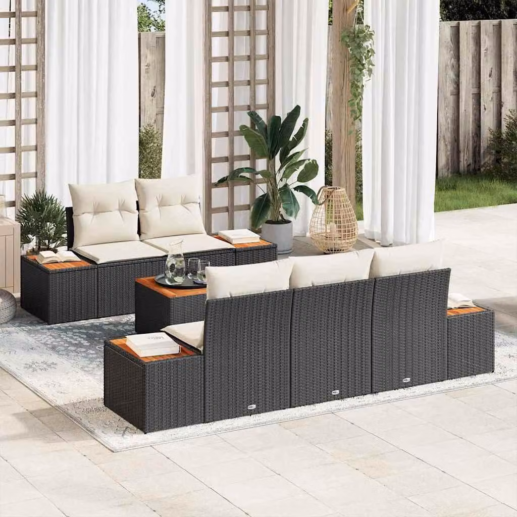 Maison Exclusive - Set Divano da Giardino con cuscino 6 pcs Nero Poly Rattan