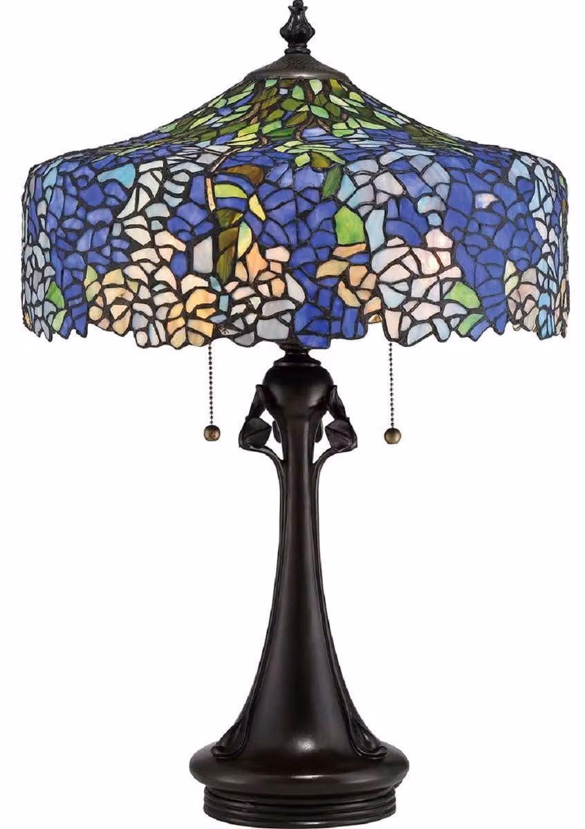 Casa Padrino lampada da tavolo Tiffany multicolore / bronzo vintage Ø 47,1 x h. 69 cm - Elegante lampada da tavolo - Lampada Tiffany