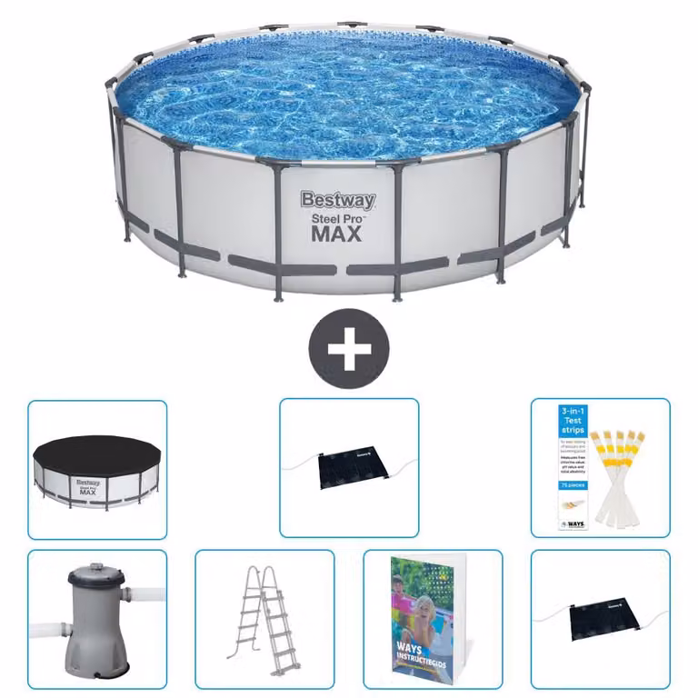 Piscina gonfiabile Bestway Steel Pro MAX, rotonda, 488x122 cm, composta da 6 parti, modello S562