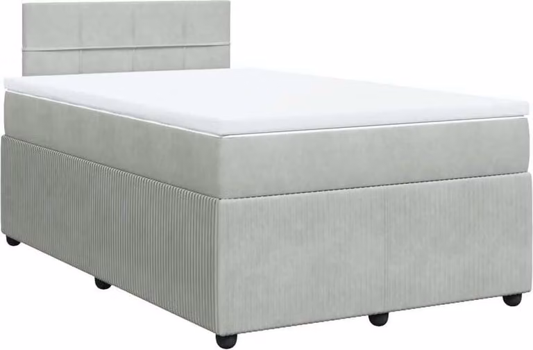 Giroletto a Molle con Materasso Grigio Chiaro 120x200cm Velluto