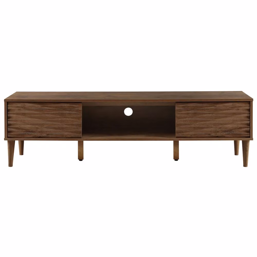 Mobile TV Beliani in legno scuro con 2 ripiani e supporto per schermi fino a 75 pollici, L: 160 cm, P: 40 cm, H: 46 cm – 2