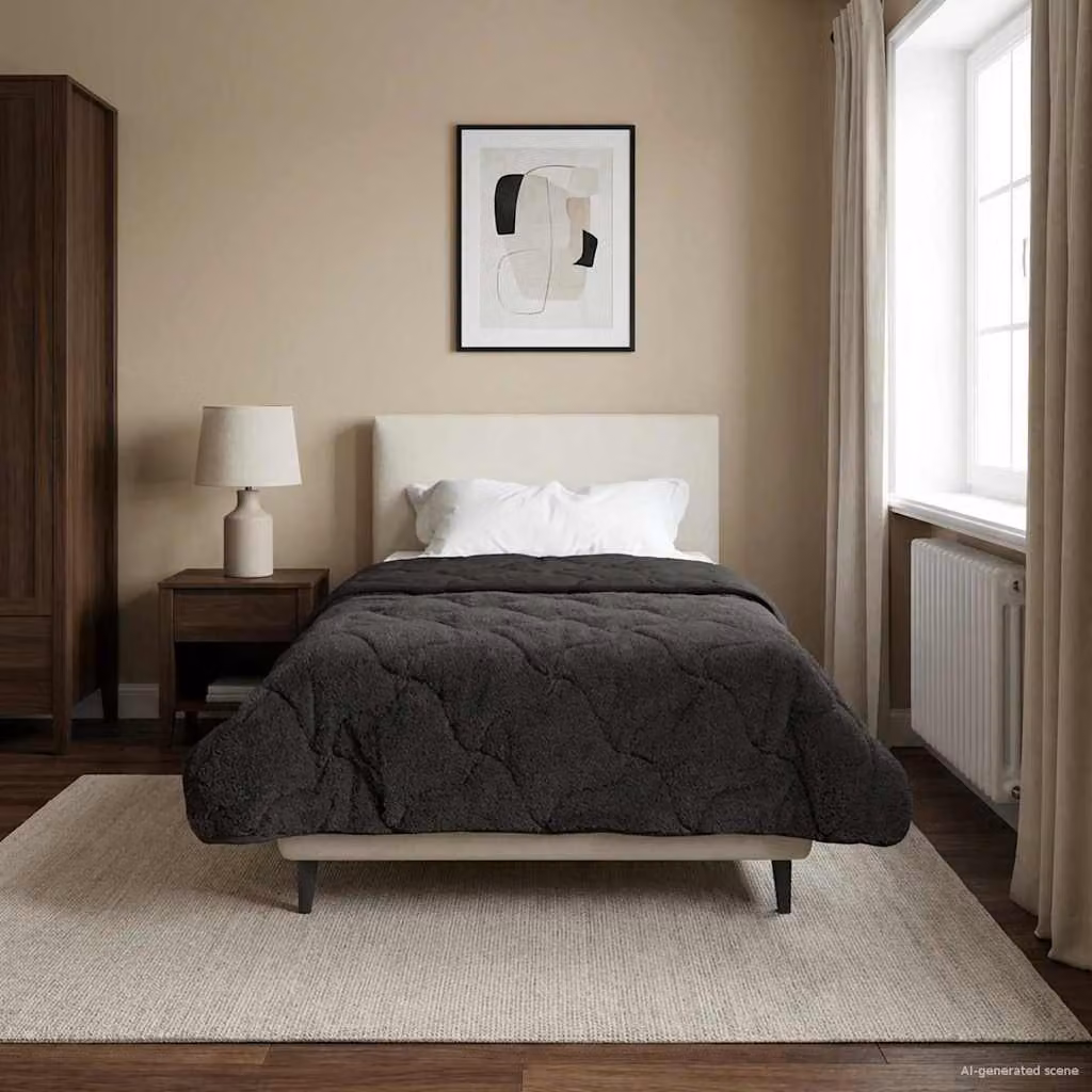 Piumino estivo traspirante e reversibile vidaXL in microfibra, Antracite, L: 135 cm x P: 200 cm