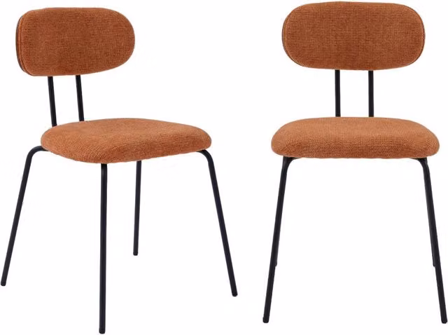 Set di 2 sedie Sweeek in legno tinto noce e tessuto idrorepellente colore terracotta per cucina e sala da pranzo – 1