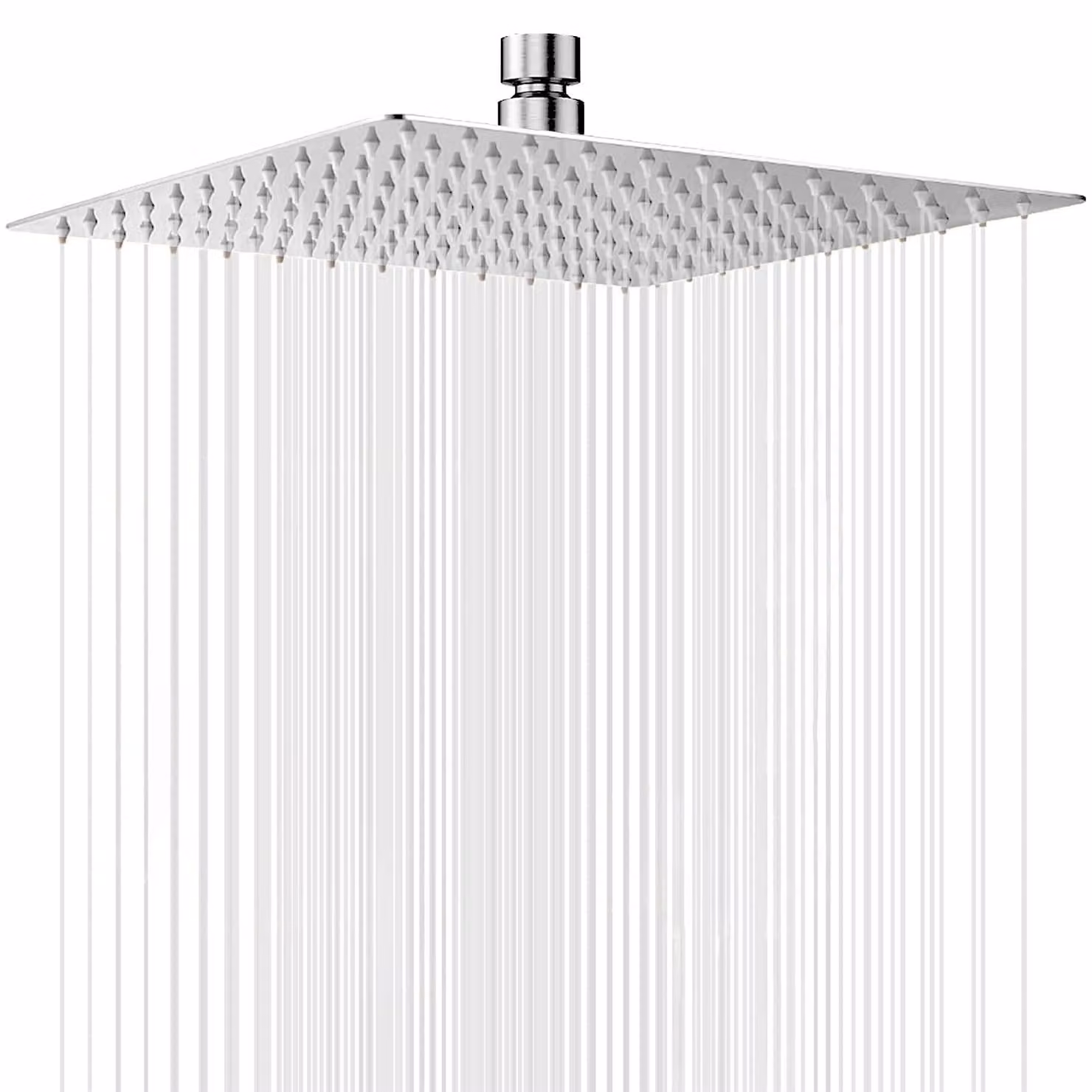 Doccia a parete, 30 cm, acciaio inossidabile, quadrata, con ugelli anticalcare, color argento, per bagno