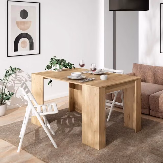 Consolle allungabile, 140x90x77cm, Per 6 persone, Tavolo da pranzo, colore Rovere RF2616
