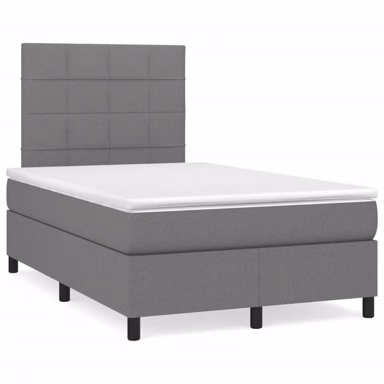vidaXL Giroletto a Molle Ibrido in Legno di Pino con Materasso Grigio e Bianco L/P: 120 x 200 cm