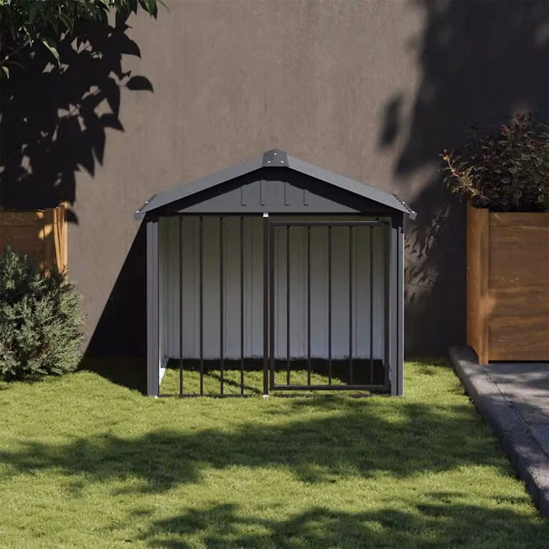 Casetta per cani vidaXL in metallo con tetto nero resistente alle intemperie L/P/H: 117 x 103 x 102 cm