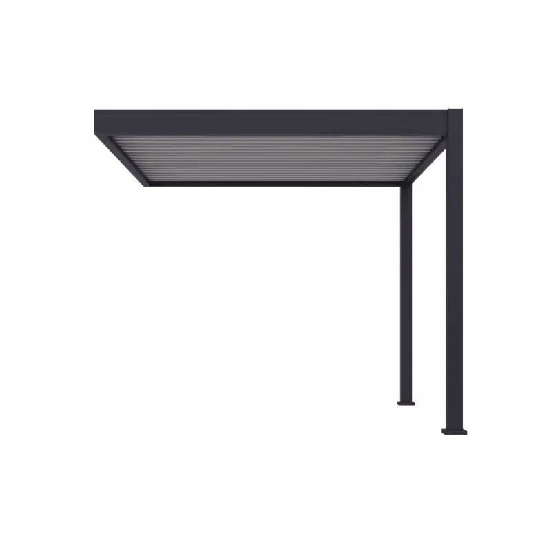 Pergola bioclimatica addossata Ombréa VS A&B V2 in alluminio colore antracite L: 300 cm – 2