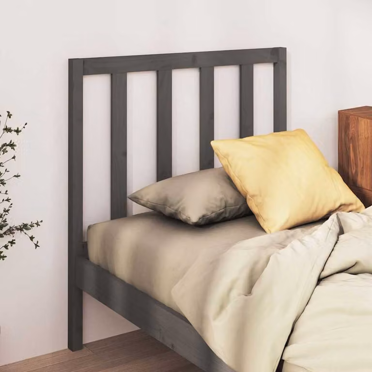 Testiera per letto vidaXL in legno massello di pino, colore grigio, stile rustico, L: 106 cm, P: 4 cm, H: 100 cm