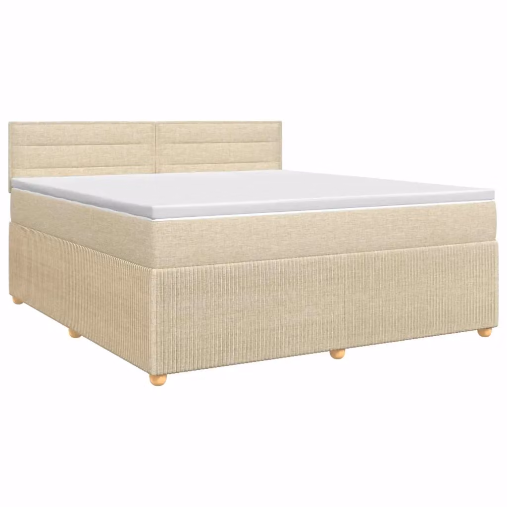 Letto box spring con materasso ibrido vidaXL in tessuto beige e bianco L/P: 140 x 190 cm – 2