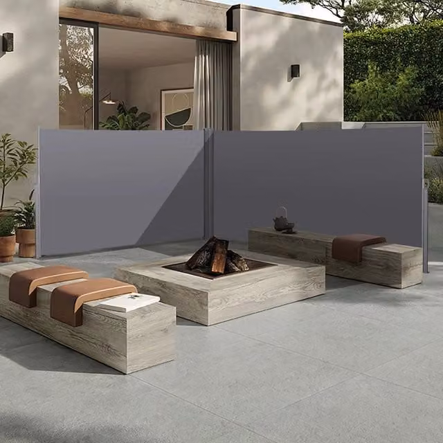 Tenda Laterale Retrattile per Balcone e Giardino ¨C MINIMAL ¨C Grigio, Impermeabile, 180x600 cm