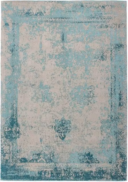 Tappeto vintage Nostalgia KENDRA HOME in cotone e poliestere, turchese e grigio, rettangolare, trama piatta