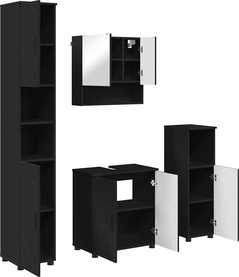 SYFAX™ Set di mobili per il bagno Montaggio a parete 4 pcs Nero