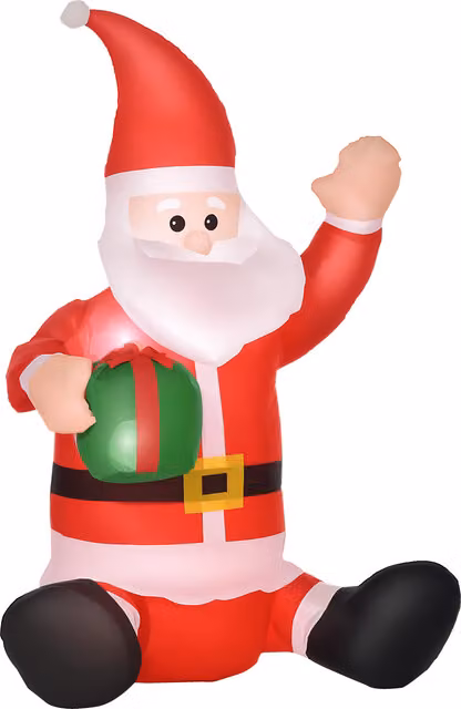 Decorazione Natalizia Gonfiabile Babbo Natale HOMCOM con Luci LED, Impermeabile da Esterno, Altezza: 120 cm