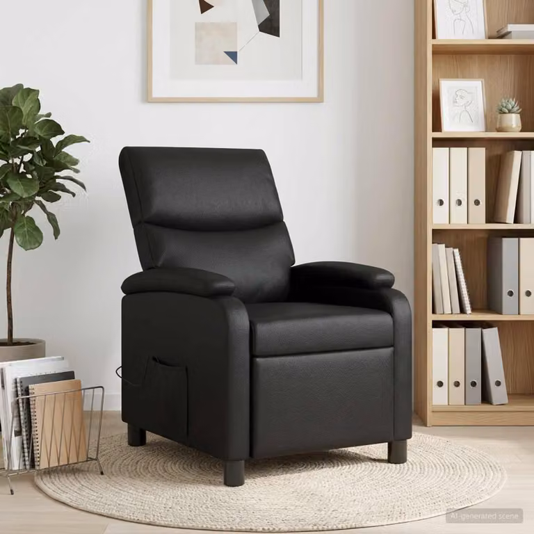 Poltrona relax reclinabile vidaXL in similpelle nera con braccioli e imbottitura in schiuma