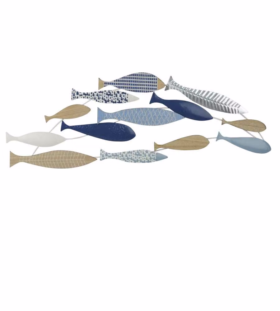 Decorazione da Parete Pesci in Legno Multicolore - 77,5x28 cm