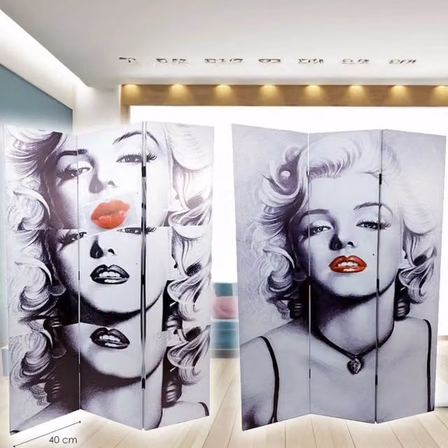 Paravento divisorio con 3 pannelli Trade Shop con stampa Marilyn Monroe multicolore L 180 cm x H 120 cm