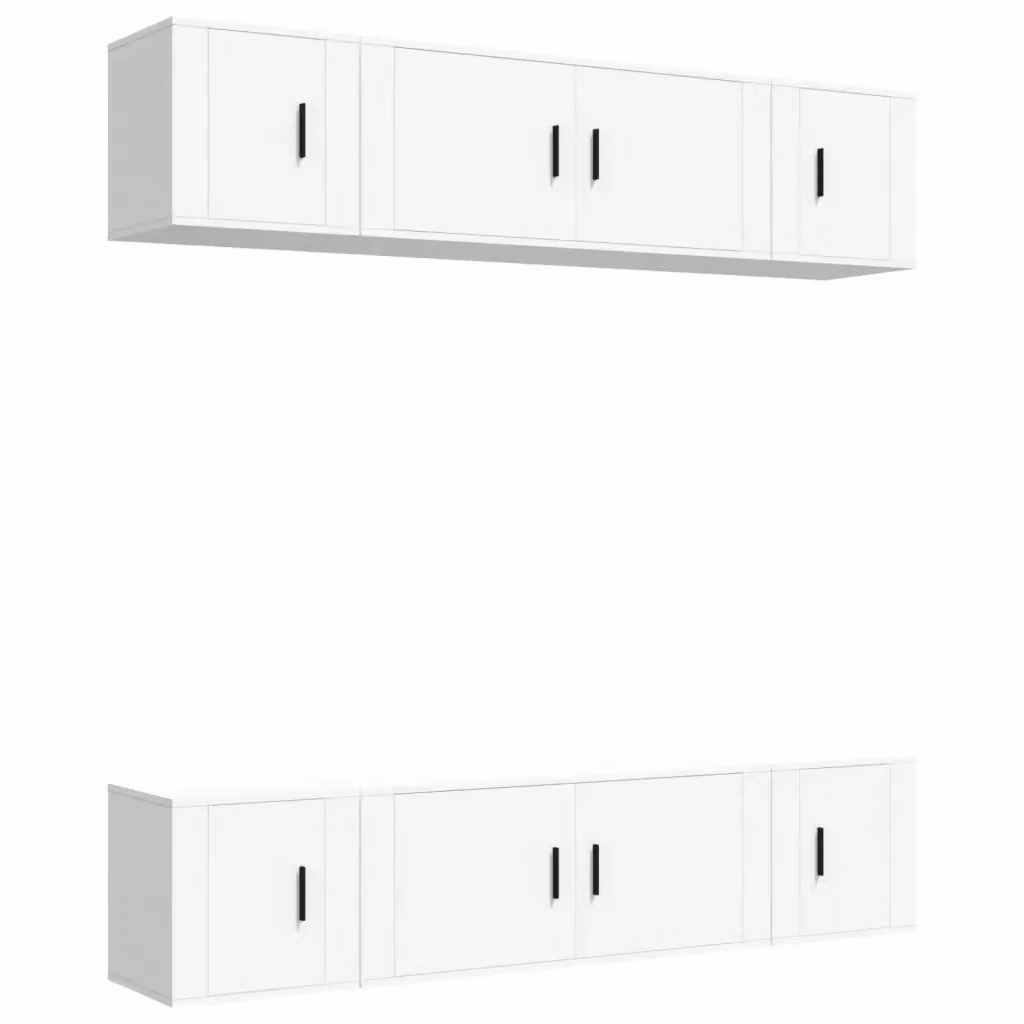 Set di mobili porta TV da parete vidaXL in legno bianco opaco, 6 pezzi – 2