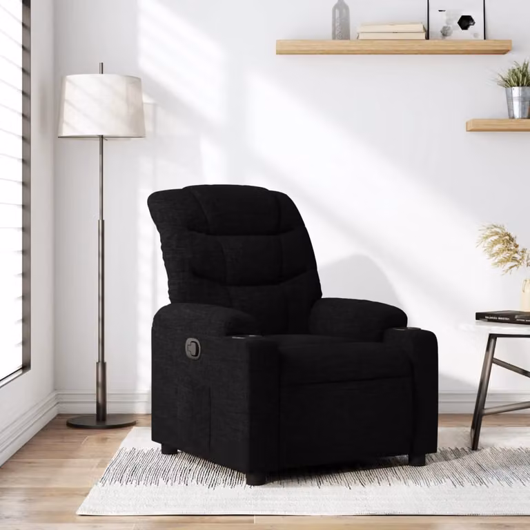 vidaXL Poltrona Reclinabile Relax in Tessuto Nero con Braccioli e Regolazione Manuale