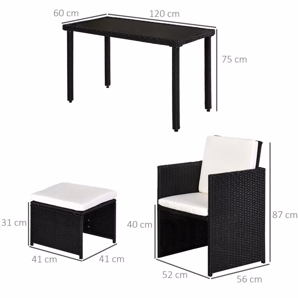 Set da pranzo da giardino REDOM in polyrattan nero con tavolo in vetro per 11 persone – 2