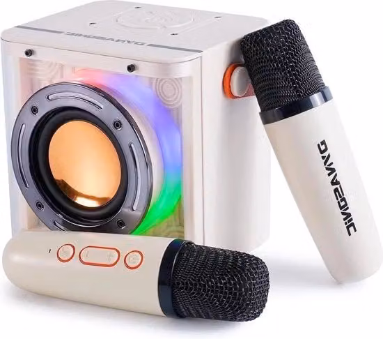 Sistema Karaoke WIT con due microfoni e diffusore Bluetooth bianco per bambini