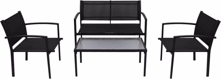 Set da Pranzo da Giardino 4 pz in Textilene Nero