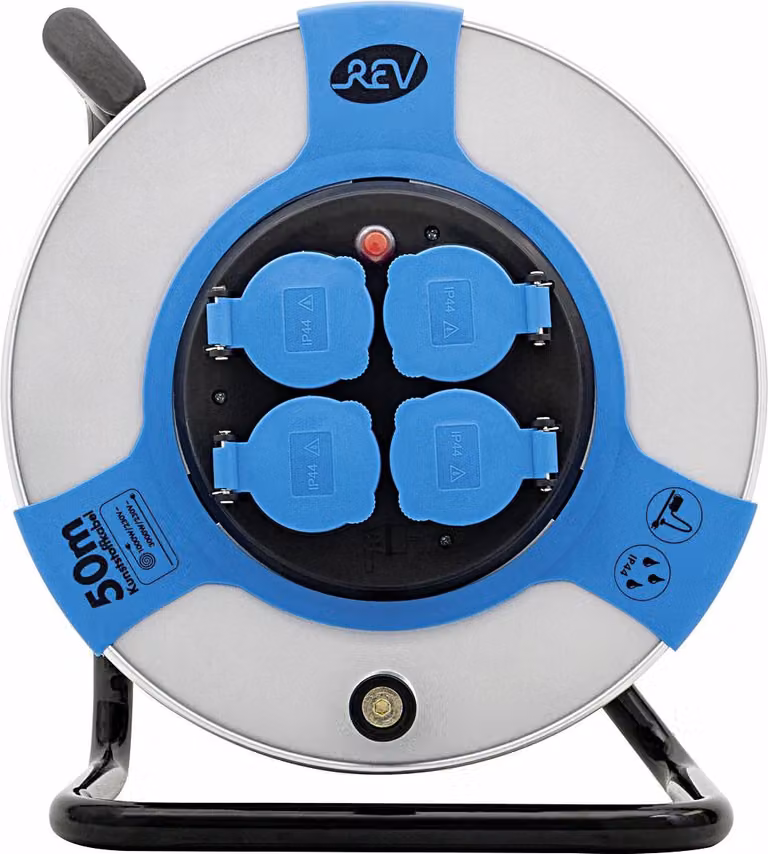 REV RITTER Kabeltrommel 50m.ST.H05VV silber / blau