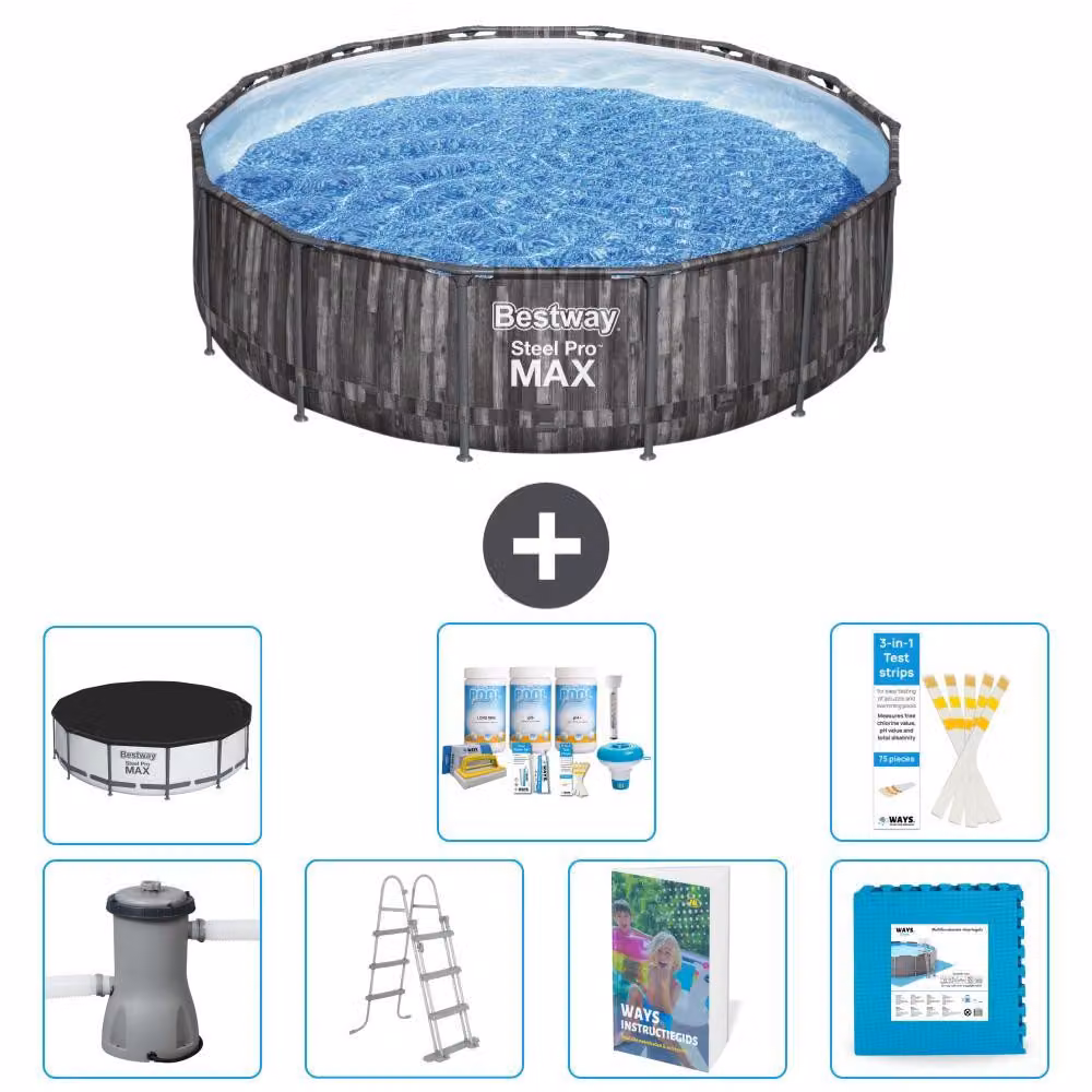 Piscina gonfiabile Bestway Steel Pro MAX, rotonda, 427x107 cm, composta da 6 parti, modello S536