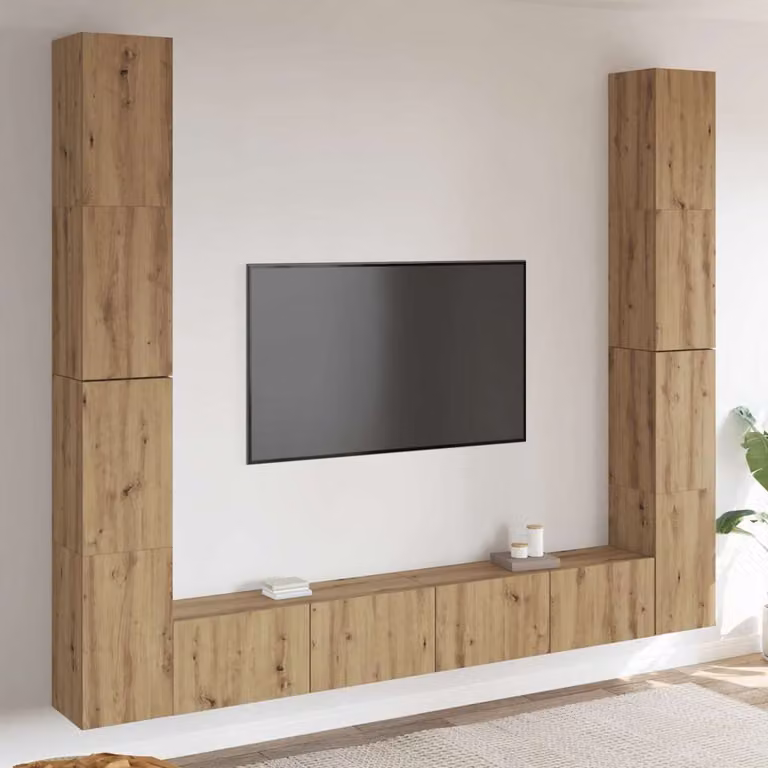 Mobile TV da parete vidaXL in legno multistrato e MDF color rovere, set da 6 pezzi per il tuo soggiorno