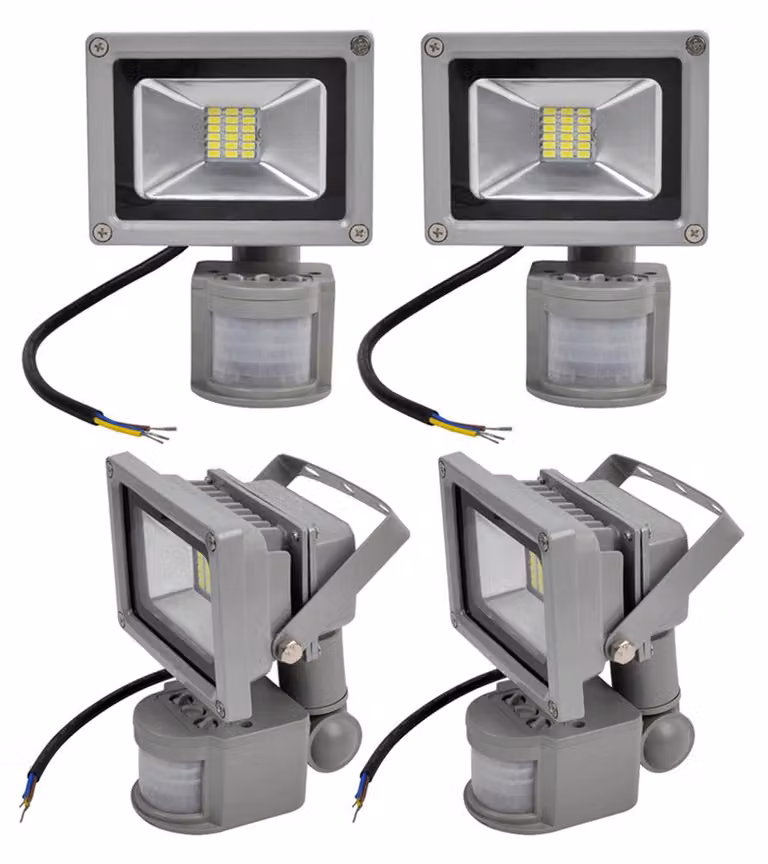 4pcs 20W LED proiettore proiettore all'aperto con rilevatore di movimento, Greenmigo bianco freddo parete faretto IP65 impermeabile luce diurna bianco