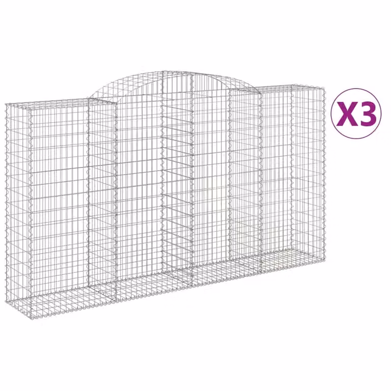 Cesti Gabbioni ad Arco 3 pz 300x50x160/180 cm Ferro Zincato