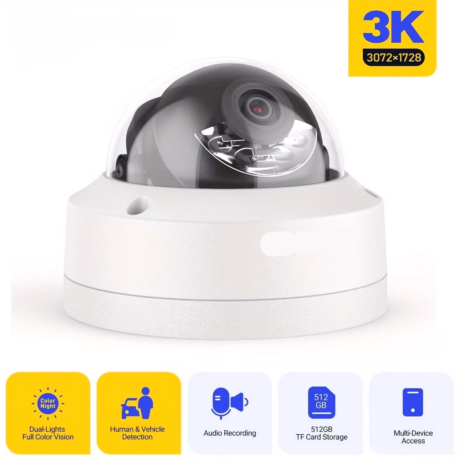 Telecamera di sicurezza - Telecamera di sorveglianza - Telecamera a torretta - Telecamera per la sicurezza - Telecamera PoE - Risoluzione 5MP