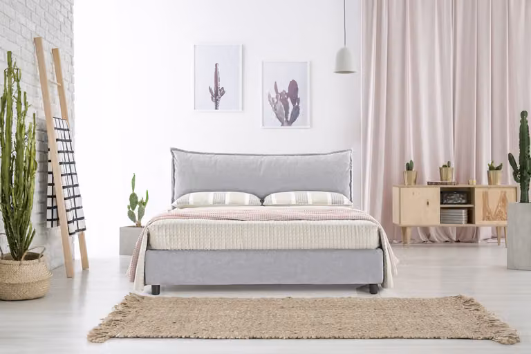 Kit Letto Contenitore ARLES + Materasso FASHION MEMORY Ghiaccio 160x190 cm