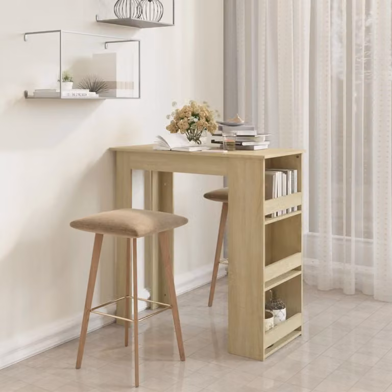 The Living Store Tavolo da bar con ripiano rovere Sonoma 102x50x103,5 cm Materiale in legno