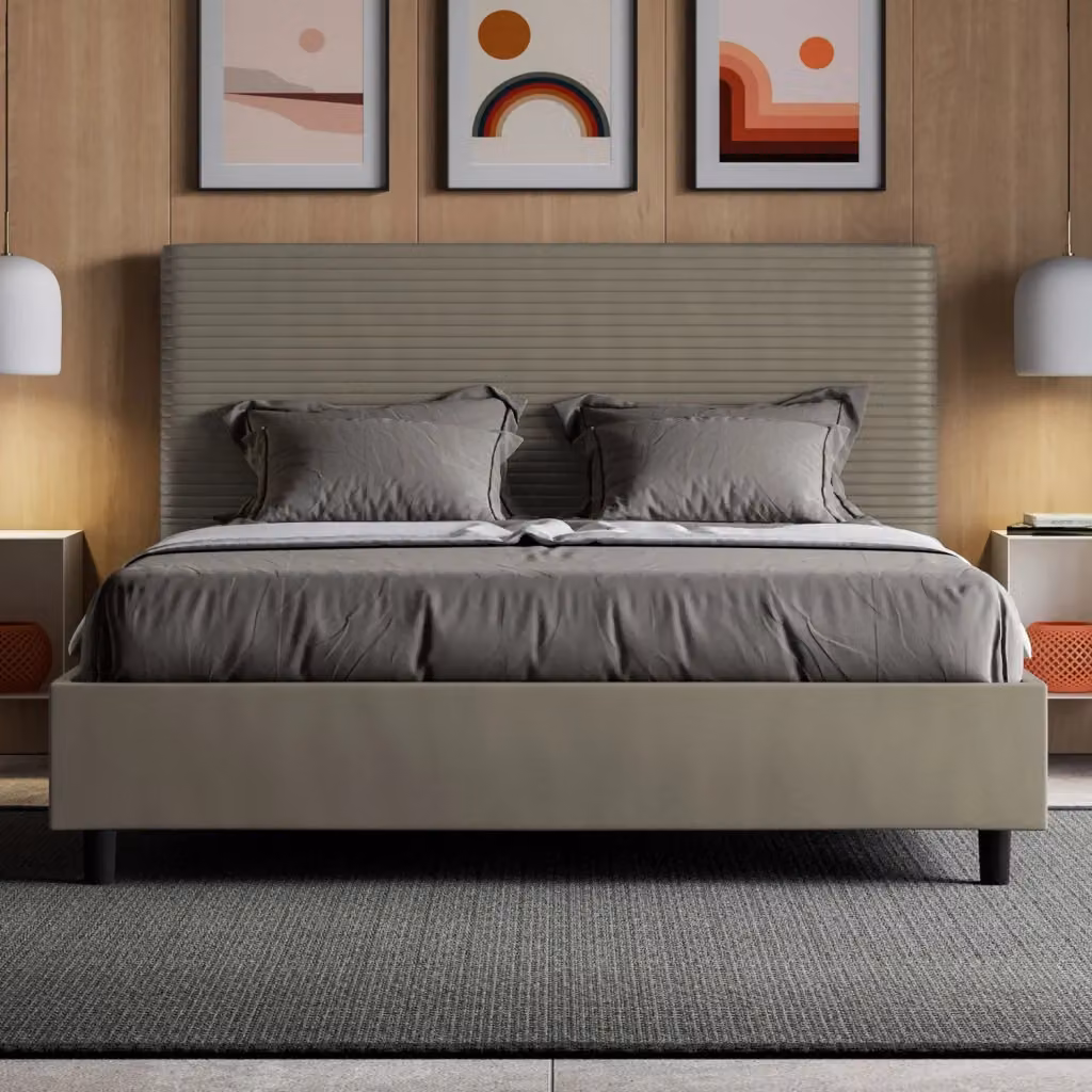 Letto Matrimoniale Focus con Contenitore e Rete con Alzata, Imbottito in Similpelle, L/P/H: 160 x 200 x 122 cm – 2
