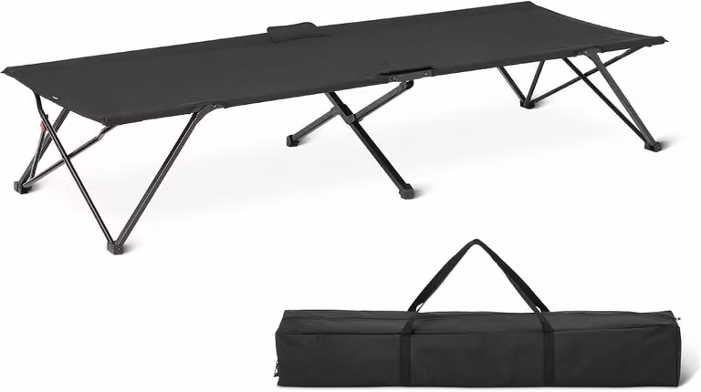 Letto da campeggio per adulti - Letto pieghevole - Struttura in acciaio - 205,7 x 76,2 cm - Nero