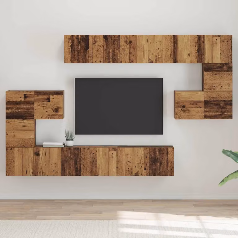 Set mobile TV moderno vidaXL in legno ingegnerizzato marrone, 10 pezzi